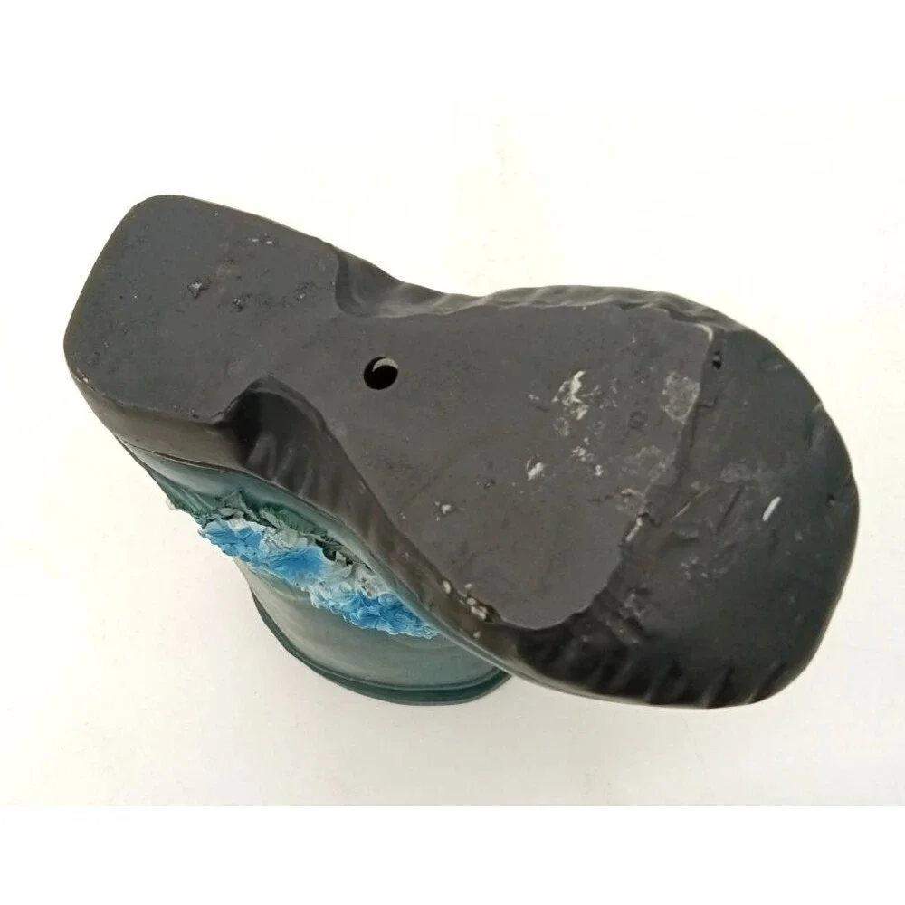 Green Resin Old Rain Boot With Mama Bird & Babies  In Nest Planter